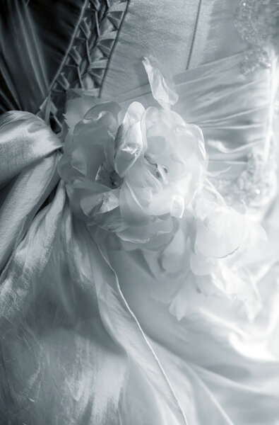Detail of a wedding dress with colors from a fabric