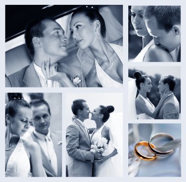 Collage of nine wedding photos clipart