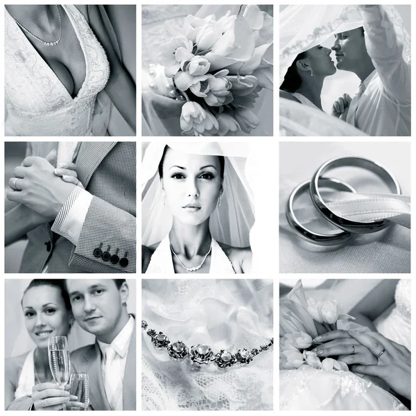 Dokuz düğün fotoğrafları kolaj bir — Stok fotoğraf