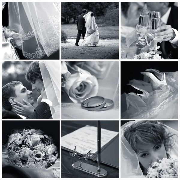 9 つの結婚式の写真のコラージュ — ストック写真