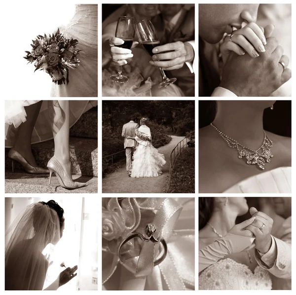 九个婚礼照片的抽象拼贴画 — 图库照片