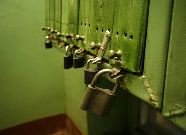 Letter boxes with locks — Stock Photo, Image
