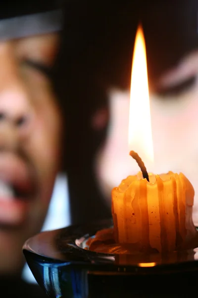 Hořící svíčka — Stock fotografie