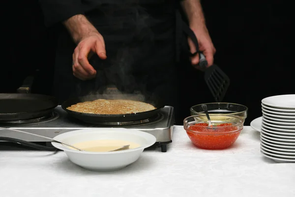 Havyar ile Pancakes — Stok fotoğraf