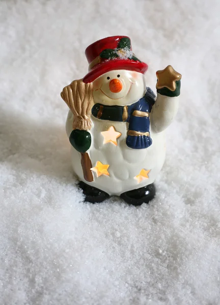 Boneco de neve na neve — Fotografia de Stock