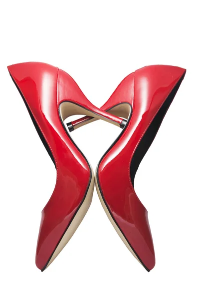 Kırmızı ayakkabılar bir kalp oluşturan — Stok fotoğraf