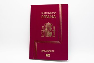 Red cover of a Spanish passport clipart