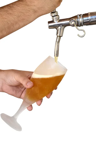 stock image Man serving beer from the shooter