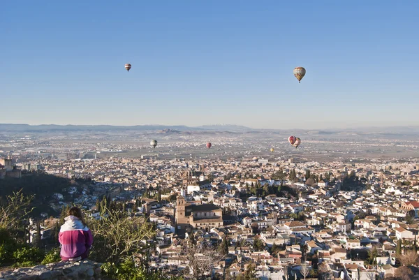 Young looking on granada balloons — Stock Photo, Image
