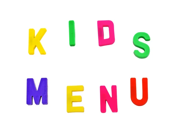 Kid's menu in magnet letters — Stock Photo, Image
