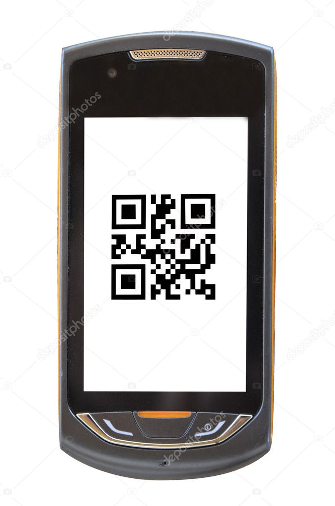 Mobile phone with a qr code (barcode old)