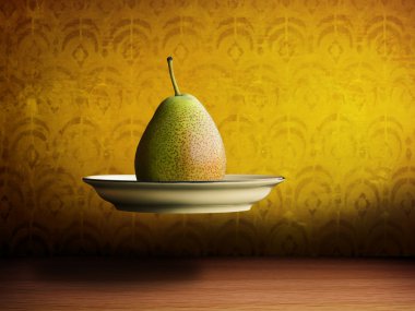 Flying pear on a plate clipart