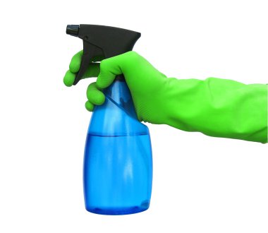 Green hand holding a watersprayer . clipart