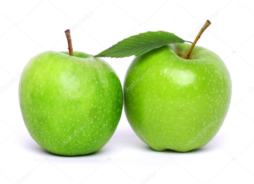 Two Granny Smiths isolated on white