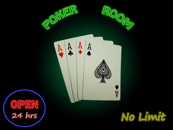 在扑克室中的四个 ace — 图库照片
