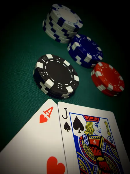 Reflektorfényben a blackjack Stock Kép