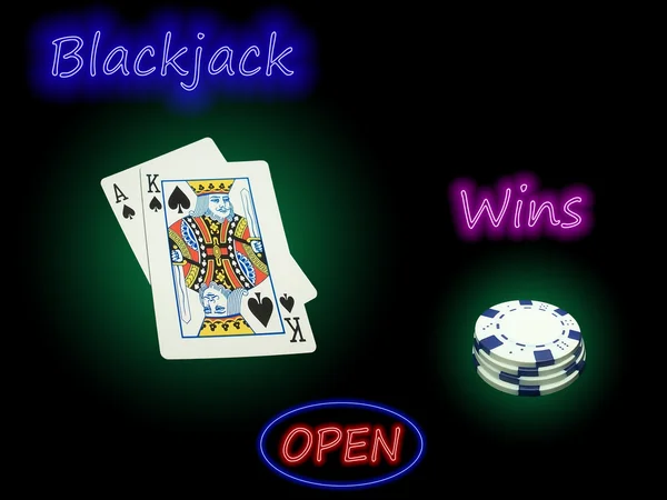 Open Blackjack gewinnt — Stockfoto
