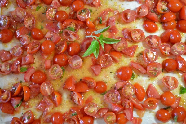 Detail of an uncooked pizza — Stock Photo, Image