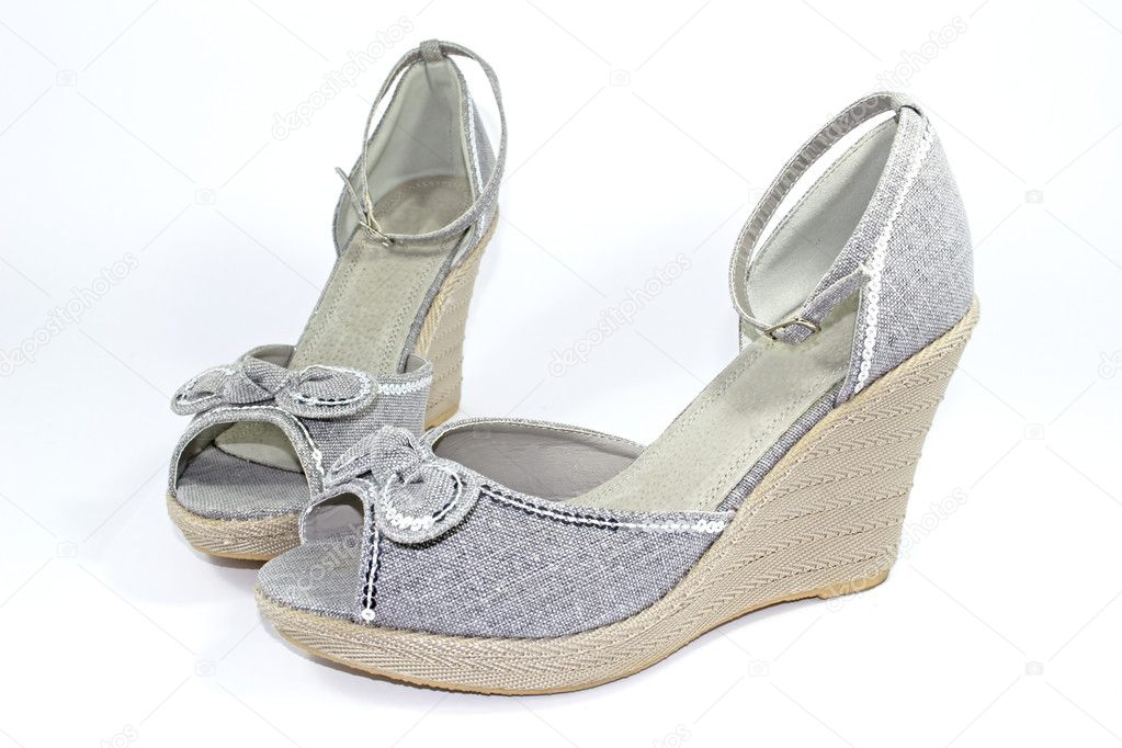 Grey wedge-heeled shoes
