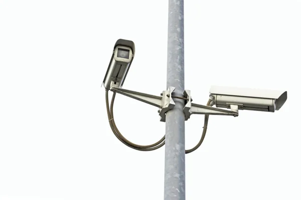 Twee beveiligingscamera's op wit — Stockfoto
