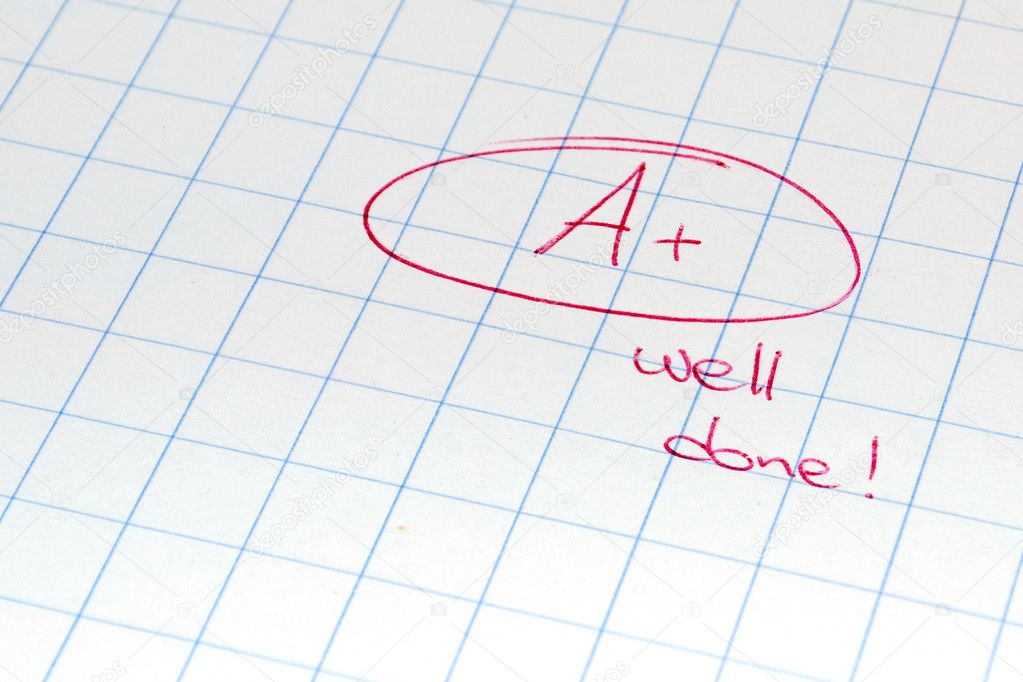 A+ mark on a squared paper