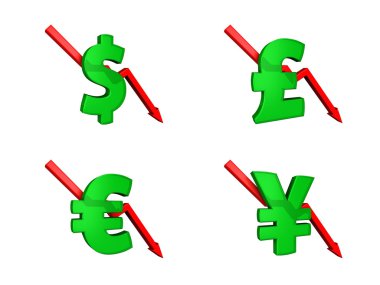 Financial crisis dollars down clipart