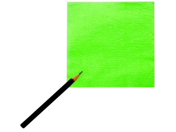 Der Aufkleber und der Bleistift auf dem weißen Hintergrund — Stockfoto