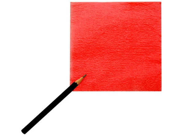 A vörös Megjegyzés és a fekete ceruza — Stock Fotó