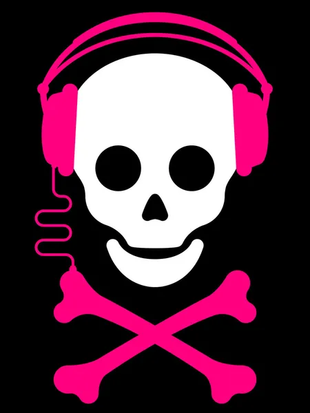Skull with headphones and music player — Stock Vector