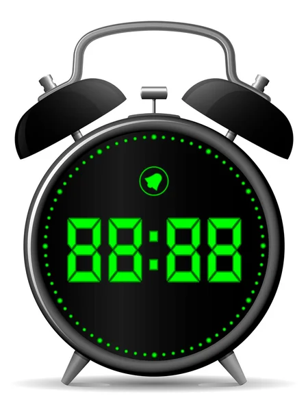 Classic alarm clock with digital display — Stock Vector