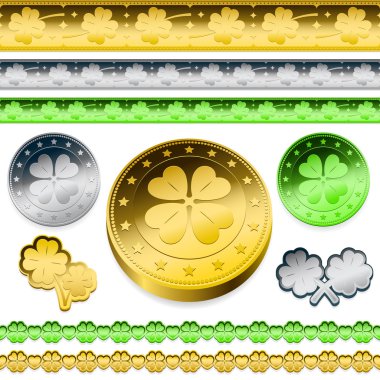 Shamrock token coins set clipart