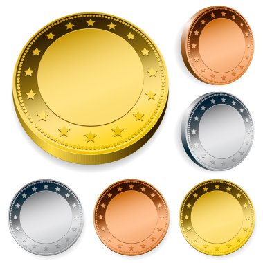 Shiny token coins set with copy space clipart