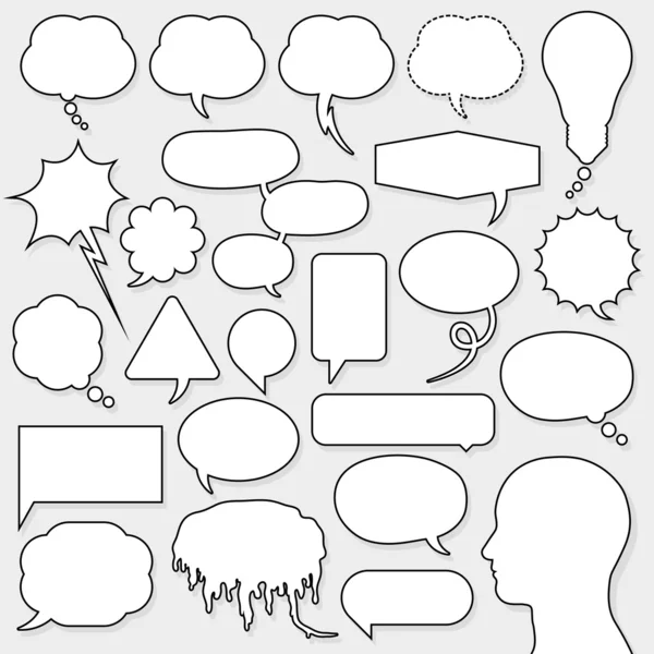 Speech bubble set with male head silhouette — Stock Vector