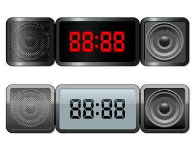 Digital alarm clock with speakers clipart