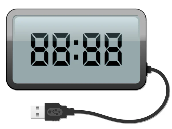 Reloj despertador digital con cable USB — Vector de stock