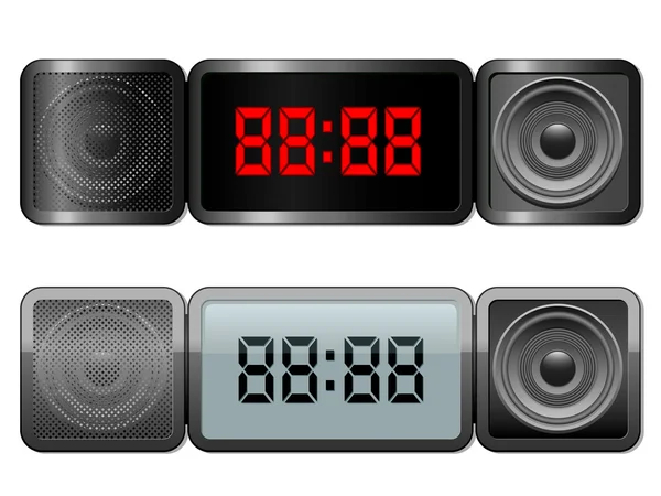 스피커와 디지털 알람 시계 — 스톡 벡터