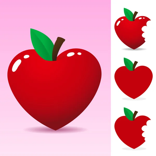 Red heart apple — Stock Vector