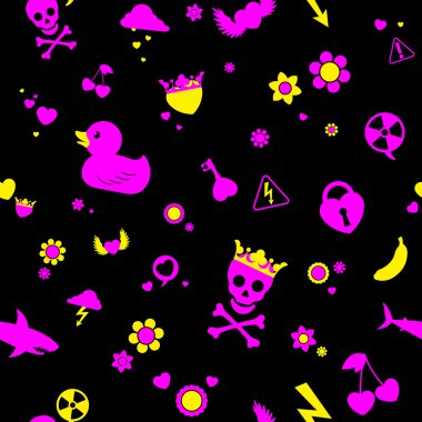 Seamless emo cartoon background clipart