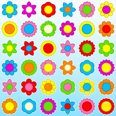 Flower icon set - seamless background clipart