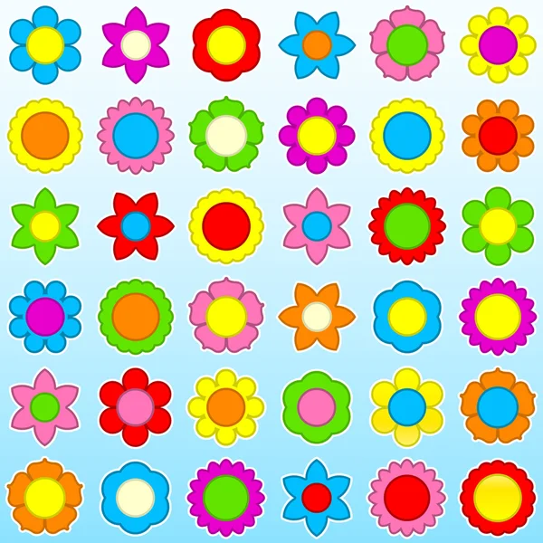 Blume Icon Set - nahtloser Hintergrund — Stockvektor