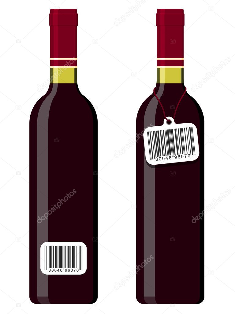 Wine bottles with bar code tag