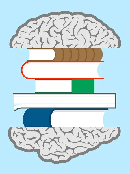 Beyin kitaplar sandviç — Stok Vektör
