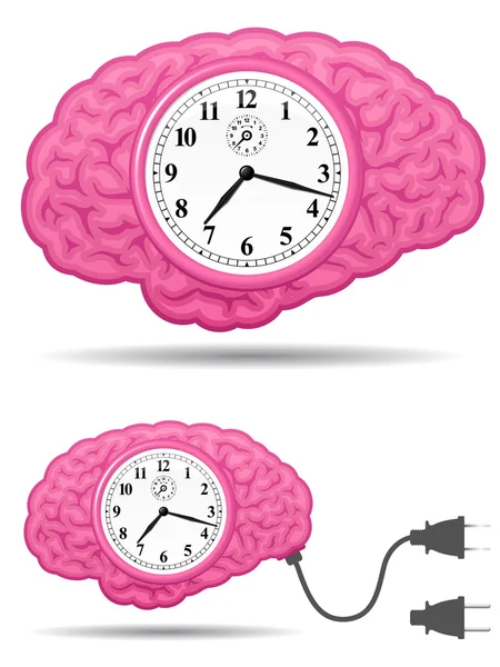 Αρχαία εγκεφάλου αναλογικό ρολόι με το βούλωμα συνδετήρων — Διανυσματικό Αρχείο