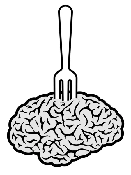 Brain voedsel doorboord op vork — Stockvector