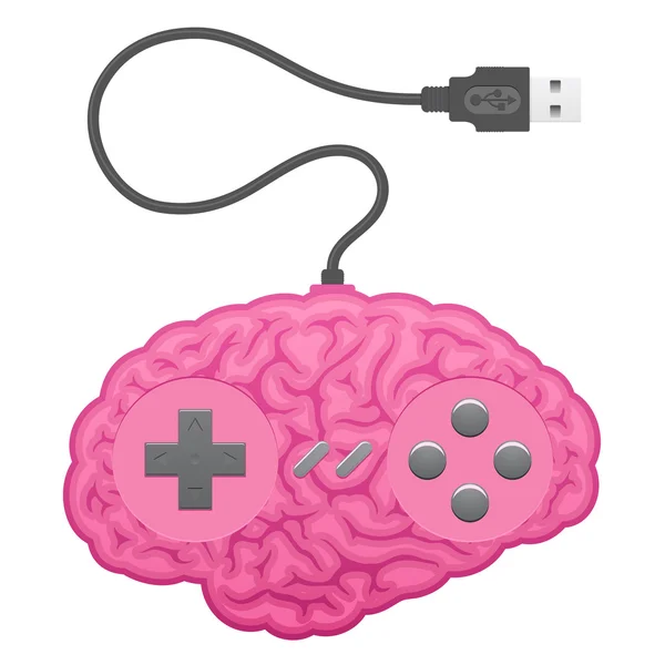 Hersenen computer gamepad — Stockvector