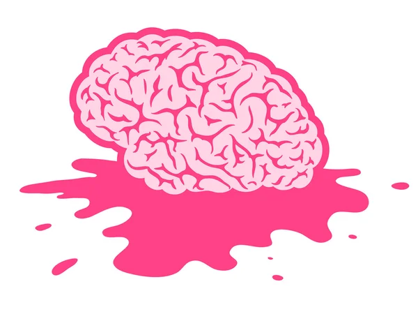 Spetterde roze hersenen in Plas — Stockvector