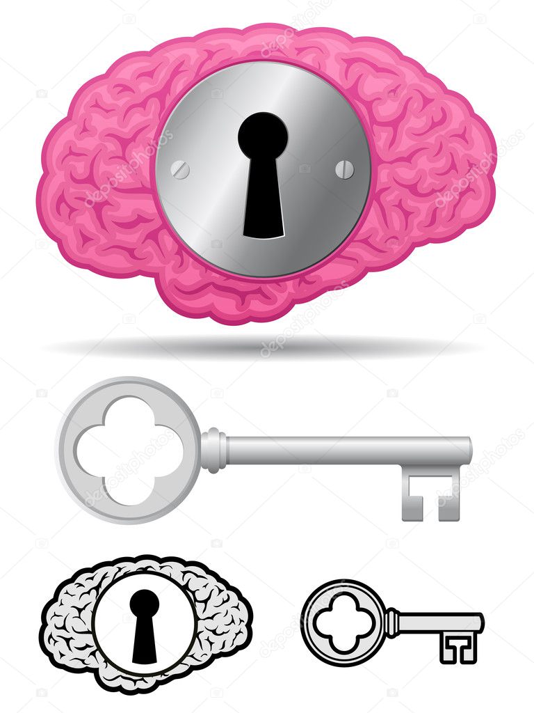 Confidential brain with lock and key