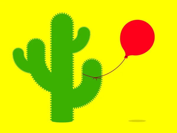 Cactus con palloncino — Vettoriale Stock