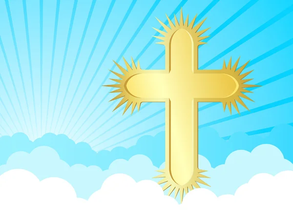 Золотой крест на небе — стоковый вектор