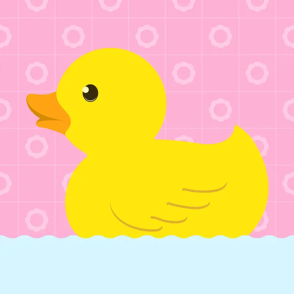 Rubber duck with bath background — Stock Vector